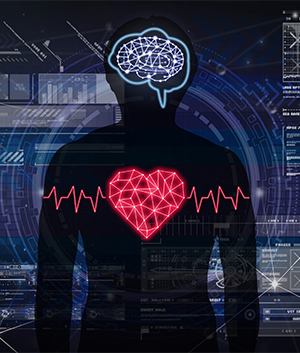 Image showing a silhouette with the heart and the brain highlighted